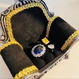 925 silver Blue crystal ring